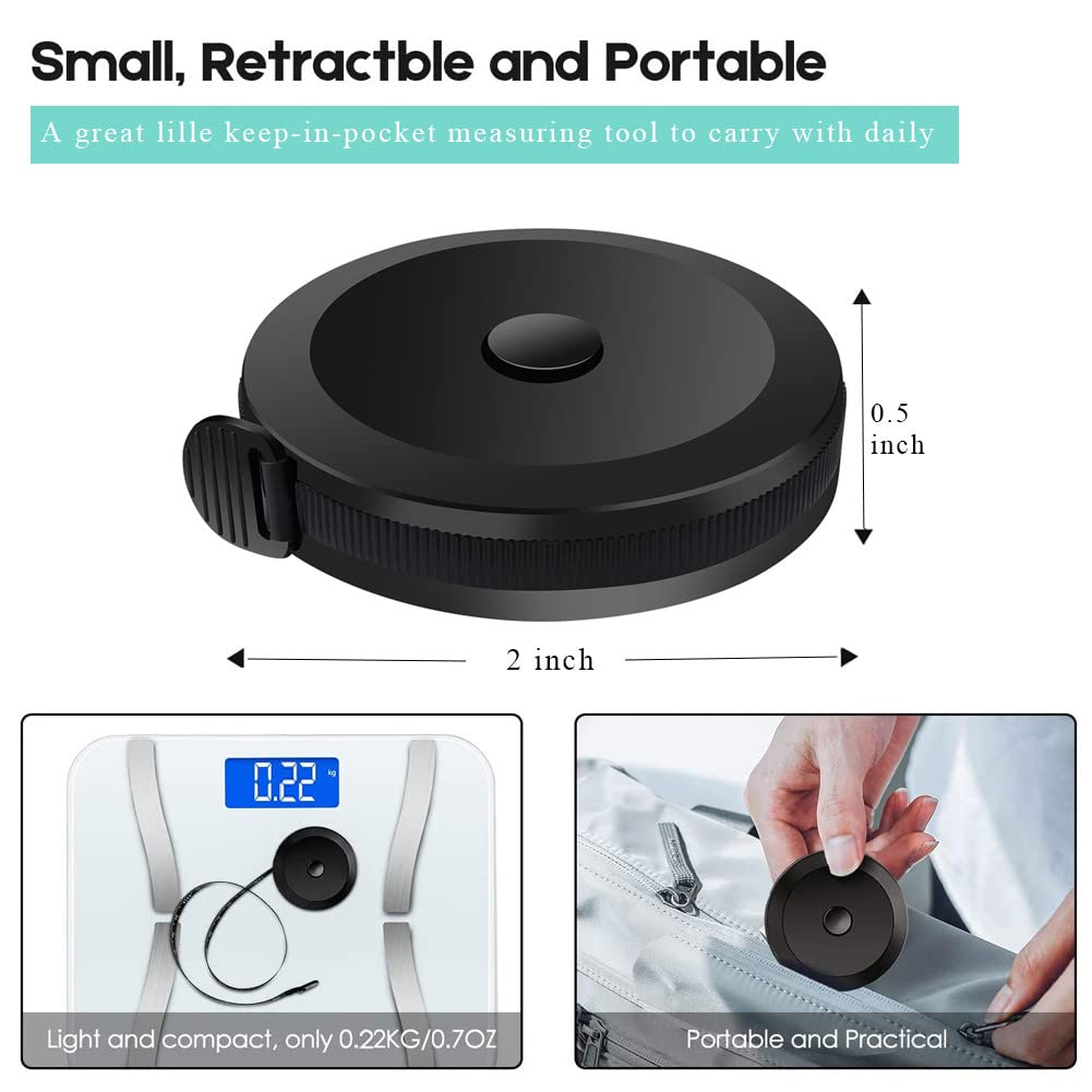 Dual Sided Retractable Body Measuring Tape - 60 Inch/150 cm Soft Sewing Tailor Tape Measure for Clothing & Weight Loss Tracking | Perfect for DIY Sewing, Fitness Progress & Body Measurements