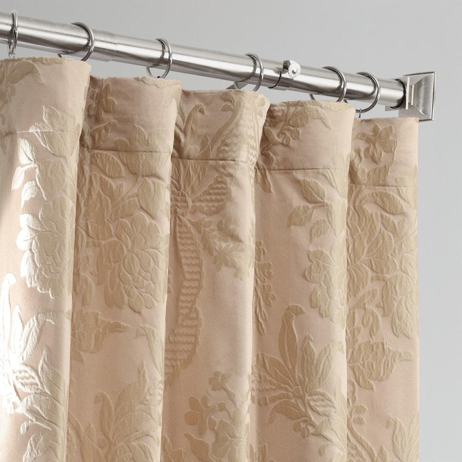 Magdelena Beige & Gold Damask Faux Silk Jacquard Blackout Curtains for Bedroom & Living Room - Elegant Window Treatment for Light Control & Privacy