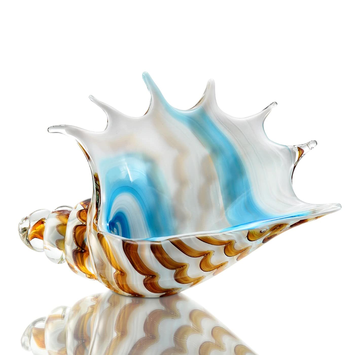 SPI Home Art Glass Striped Conch Shell Decor - 12 Inch Coastal Beach Decor for Table Centerpiece, Bathroom Accent, or Seashell Collection