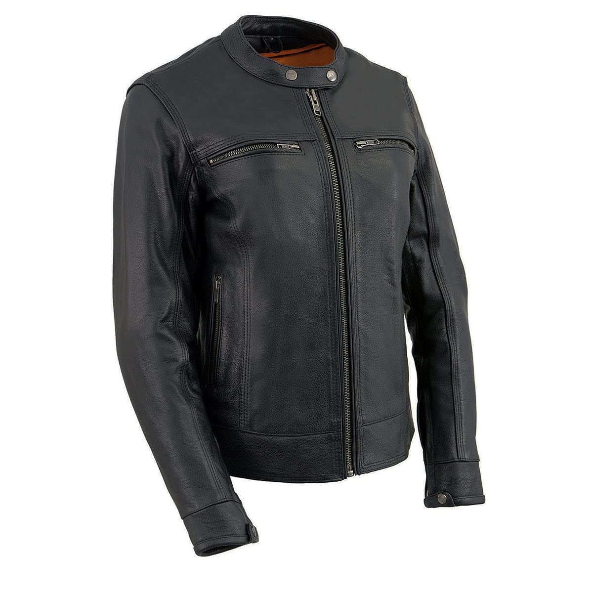 Milwaukee Leather MLL2550 Women's Scooter Distressed Brown Leather Vented Motorcycle Jacket - Breathable Riding Gear for Urban Commuting & Casual Wear