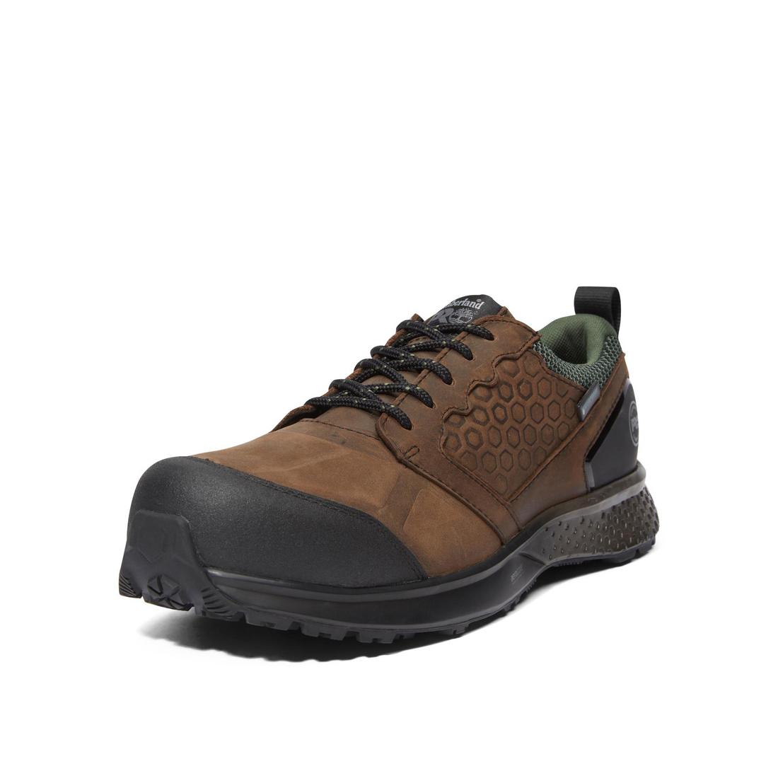 Reaxion Composite Toe Waterproof Work Boots for Men - Slip Resistant Safety Shoes with Electrical Hazard Protection - Ideal for Construction, Warehouse & Outdoor Jobs (Brown)