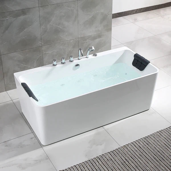 Empava 67 Inch Freestanding Hydromassage Jetted Bathtub with Air Jets - 67AIS03 Model - Perfect for Luxury Spa Experience at Home