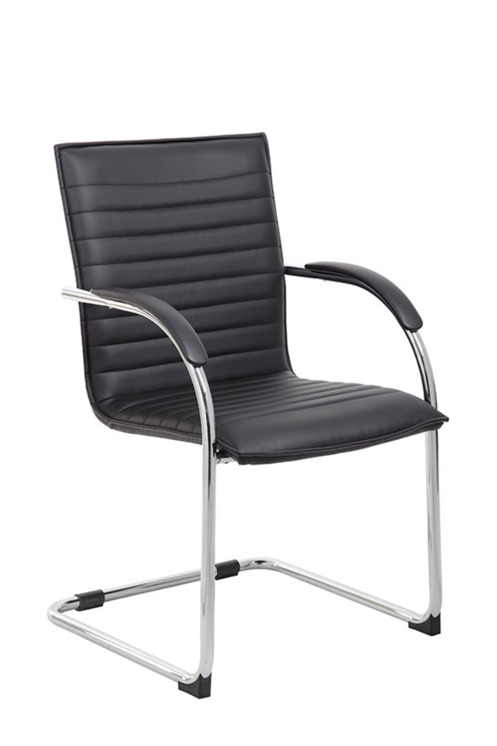 Boss Chrome Frame Black Vinyl Side Chairs - Set of 2 Modern Dining Chairs (B9536) for Kitchen, Dining Room, Office or Cafe Seating