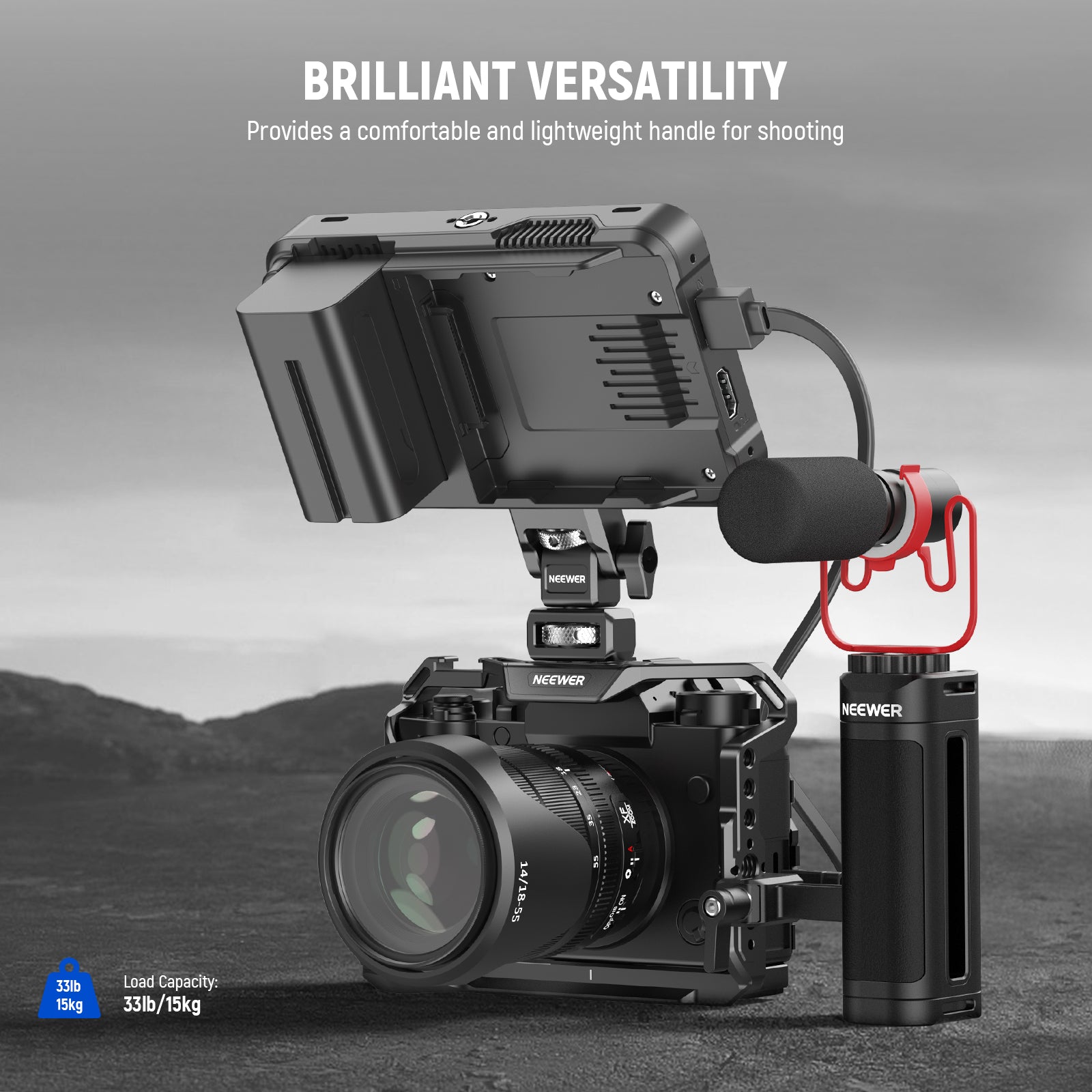 NEEWER CA023H Lightweight NATO Side Handle Handgrip for DSLR Cameras - Perfect for Vlogging, Filmmaking & Photography - Ergonomic Grip for Stable Shooting