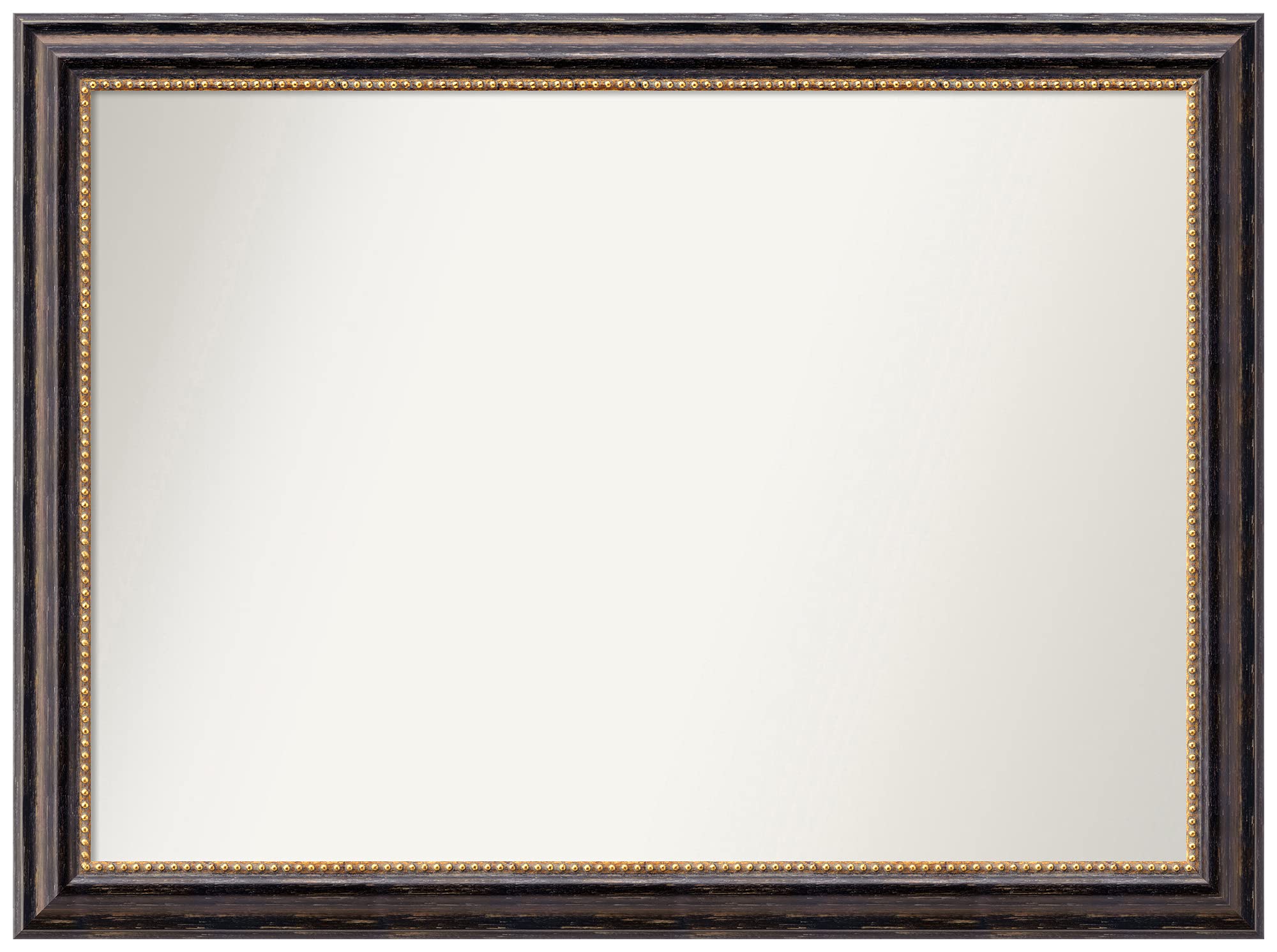 Amanti Art Non-Beveled Custom Wall Mirror 25.75 x 34.75 Inches - Tuscan Rustic Frame in Black & Brown - Bathroom, Living Room, Bedroom Decor - Various Custom Sizes Available