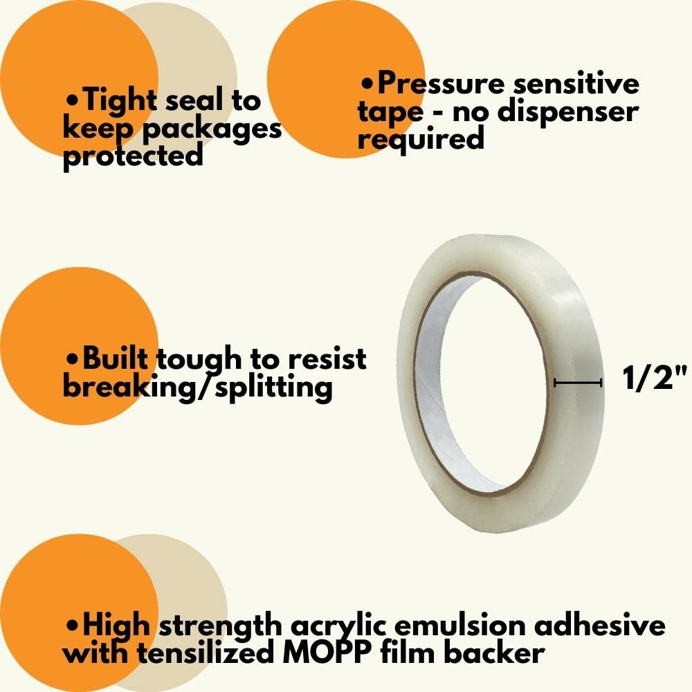PSBM 1/2 Inch Clear Strapping Tape - 0.5