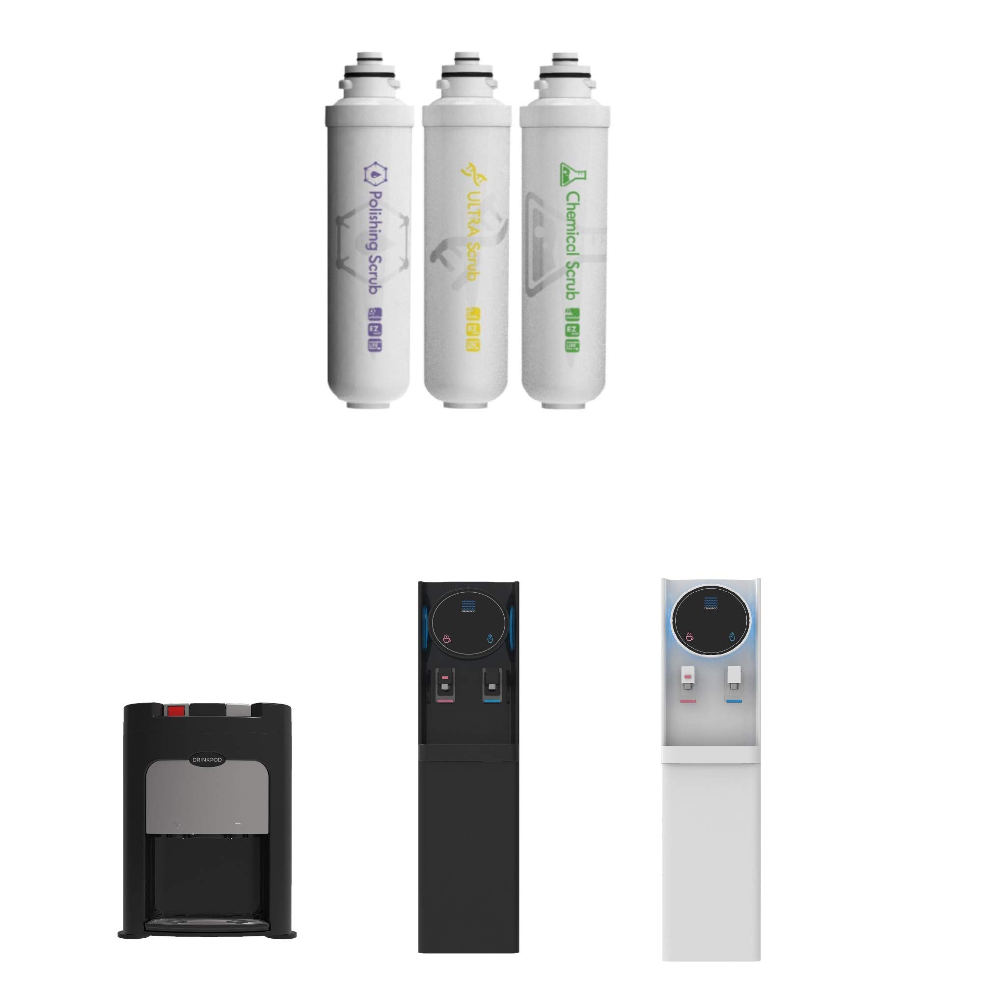 Drinkpod Replacement Cartridge Set for Elite 5 Series & Pro Series 6 Water Coolers - Compatible Water Filter Cartridges for Clean Drinking Water - Perfect for Home, Office, and Kitchen Use