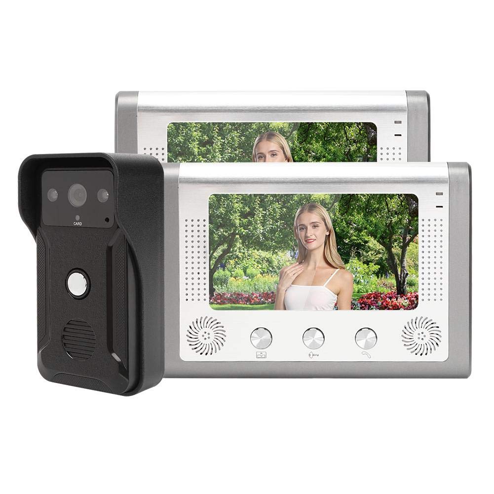 7 Inch Dual Display Video Door Phone with Night Vision, TFT Screen, ID Card Intercom - 100-240V for US Homes & Apartments | Secure Entry Monitoring for Day & Night Use