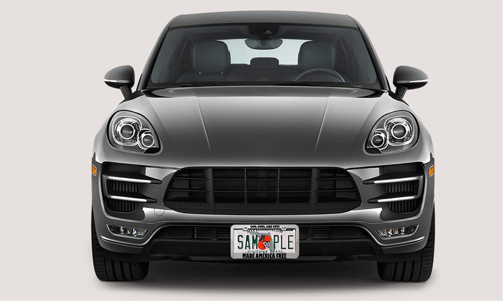 Patriotic Metal License Plate Frame - God Guns Guts Made America Free - Car Accessories for American Pride