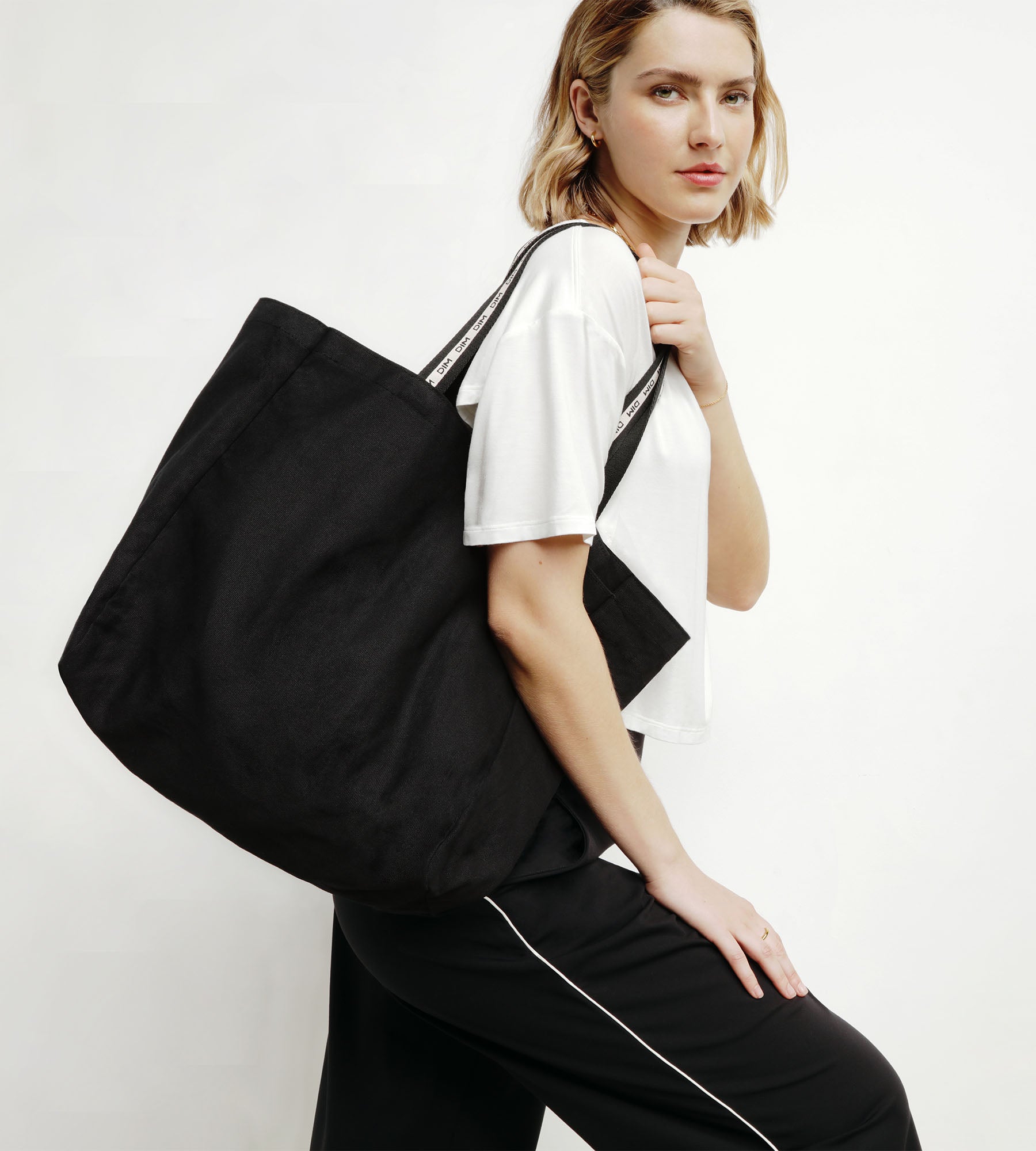 Black Cotton Canvas Tote Bag by Dim Move - Stylish & Durable for Shopping, Travel, and Everyday Use