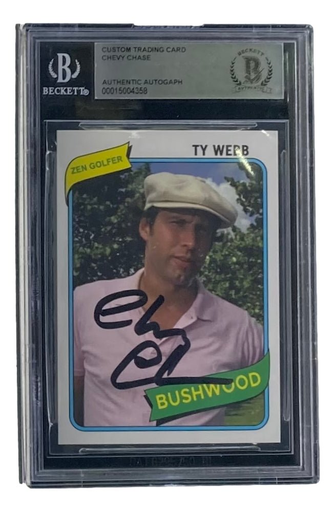 Chevy Chase Autographed Caddyshack Ty Webb Trading Card - PSA Slabbed & Certified - Perfect for Movie Memorabilia Collectors & Golf Fans