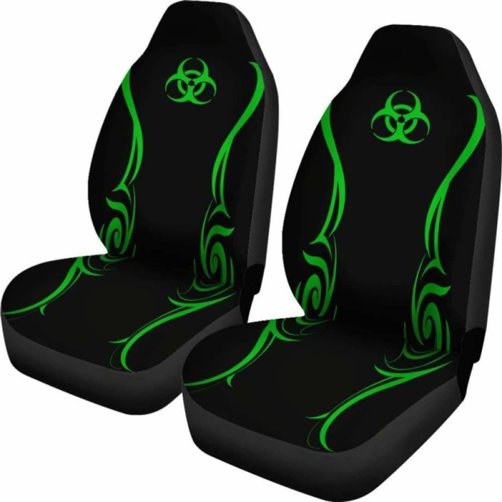 Black & Neon Green Biohazard Car Seat Covers - Waterproof & Non-Slip Protection for Cars, Trucks & SUVs - Perfect for Gamers, Horror Fans & Halloween Decor