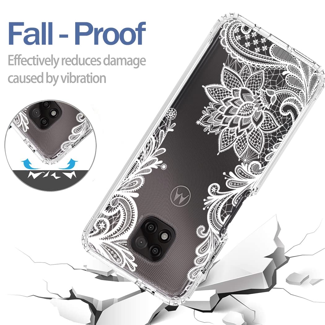 Premium Clear Mandala Phone Case for Motorola Moto G Power 2021 (XT2117) with Tempered Glass Screen Protector - Shockproof Full Body Protective Cover for Women & Men - Perfect for Daily Use, Travel and Outdoor Activities