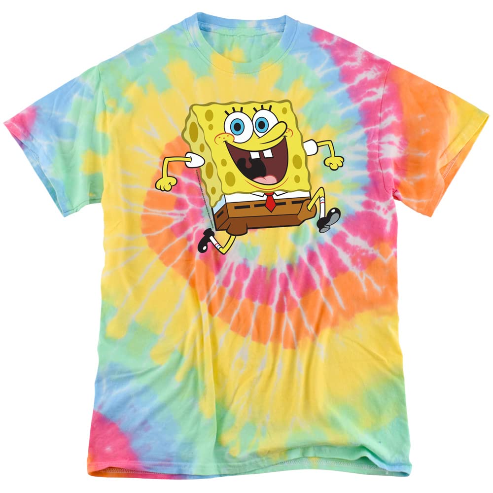 Popfunk Classic SpongeBob Tie-Dye T-Shirt for Adults - Unisex Running Tee with SpongeBob Design | Perfect for Jogging, Gym Workouts & Casual Streetwear