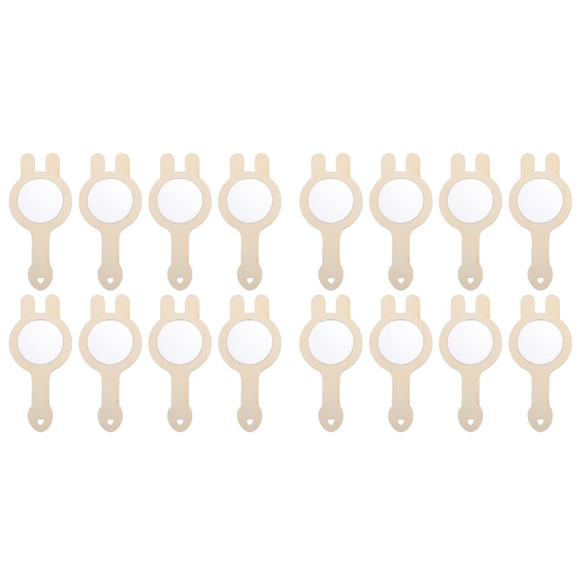 16 Pcs Unfinished Wooden Rabbit Handheld Mirrors for Kids - DIY Craft, Dress-Up Play & Home Decor Accessories