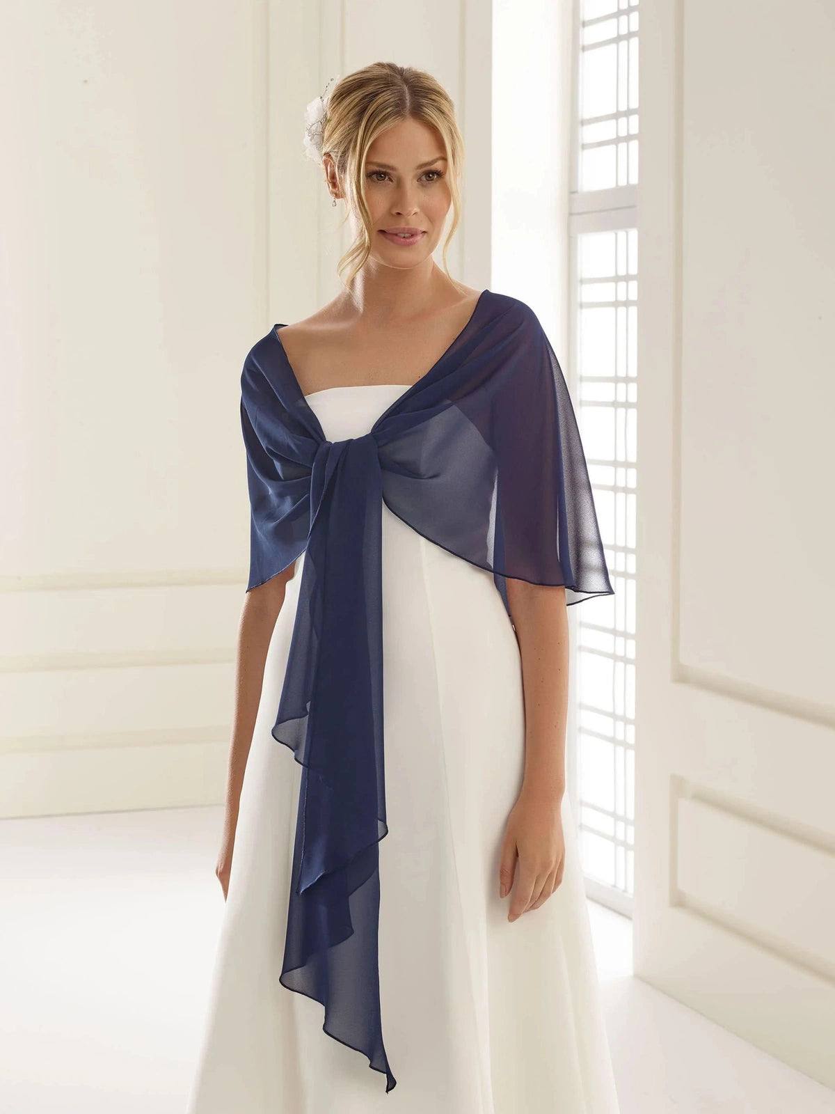 Bianco Evento Circular Chiffon Scarf - Elegant Bridal Cover Up Shawl for Weddings, Parties & Special Occasions