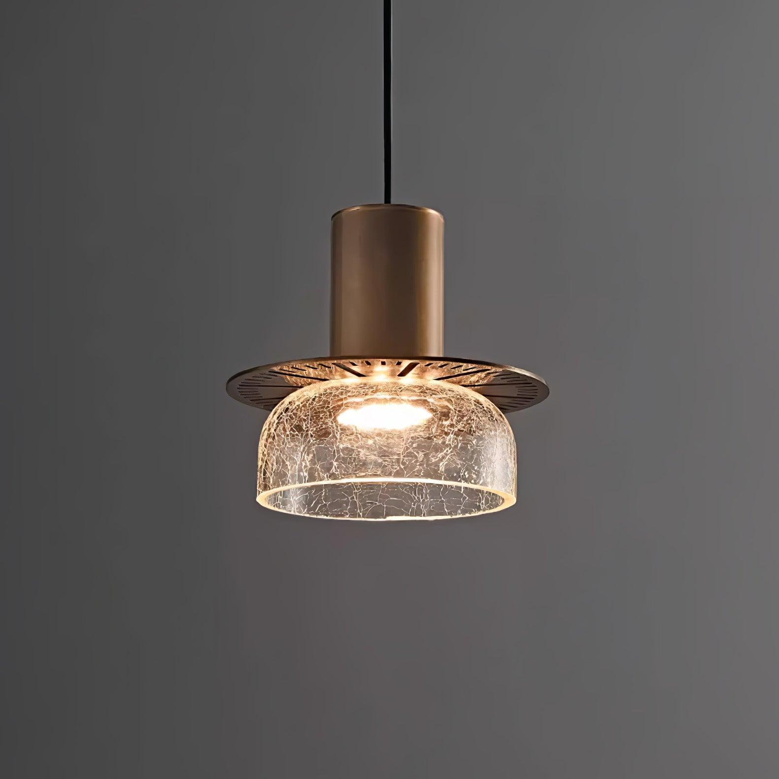 Modern Glacier Crackle Glass Pendant Light - Handcrafted Vintage Style Ceiling Lamp for Dining Room, Kitchen Island & Bedroom Lighting