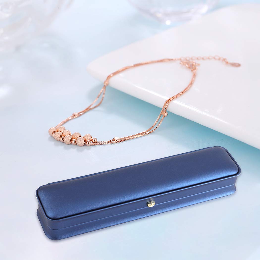 iSuperb Set of 2 PU Leather Jewelry Display Boxes - Long Chain Necklace & Bracelet Storage Case for Wedding, Anniversary, Engagement Gifts - Perfect for Jewelry Shop Displays, Bridal Shower Favors and Home Organization