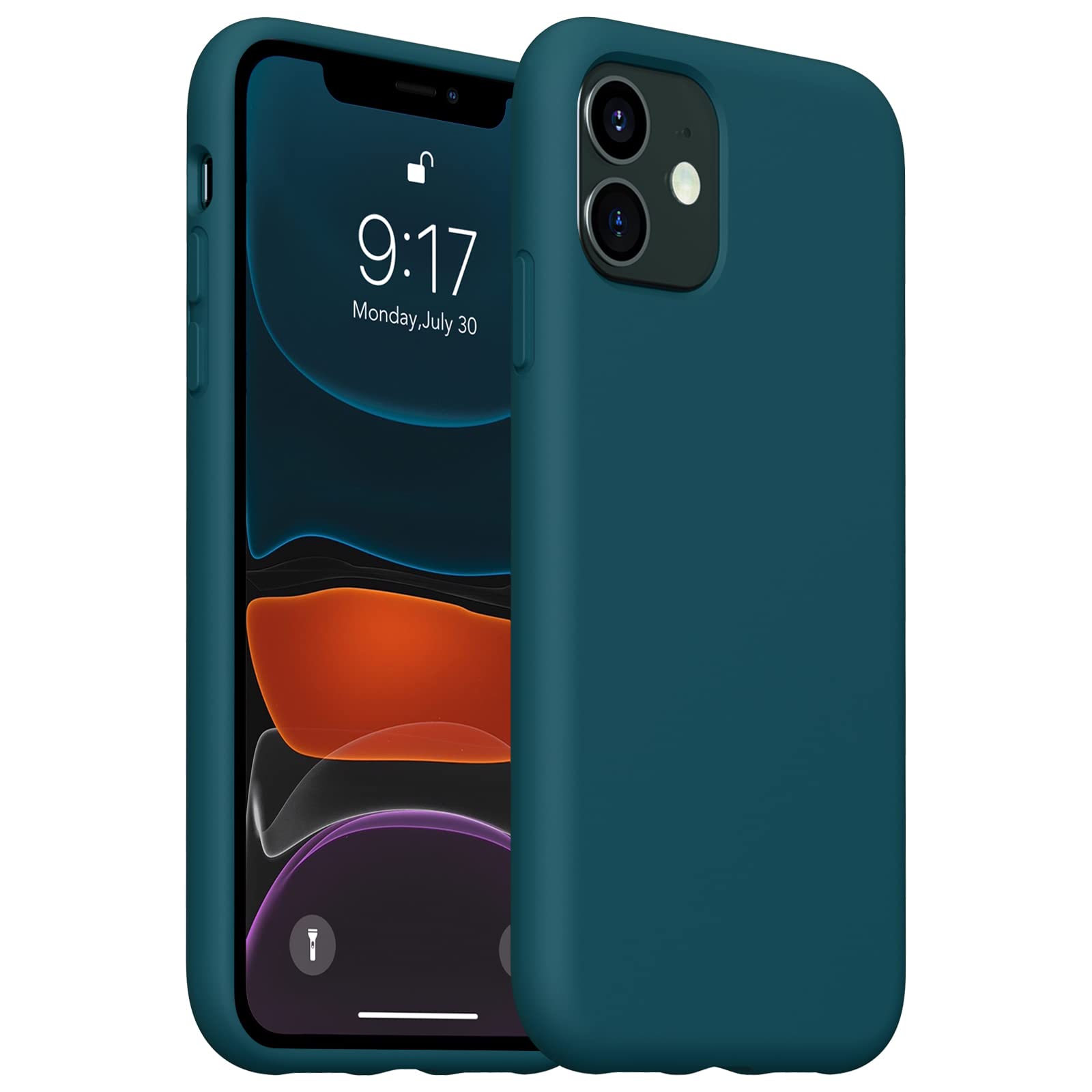 OuXul iPhone 11 Case - Liquid Silicone Gel Rubber Phone Cover with Microfiber Lining | Slim Full Body Protection for 6.1 Inch iPhone 11 (Blackish Green) | Perfect for Daily Use, Work & Travel Protection