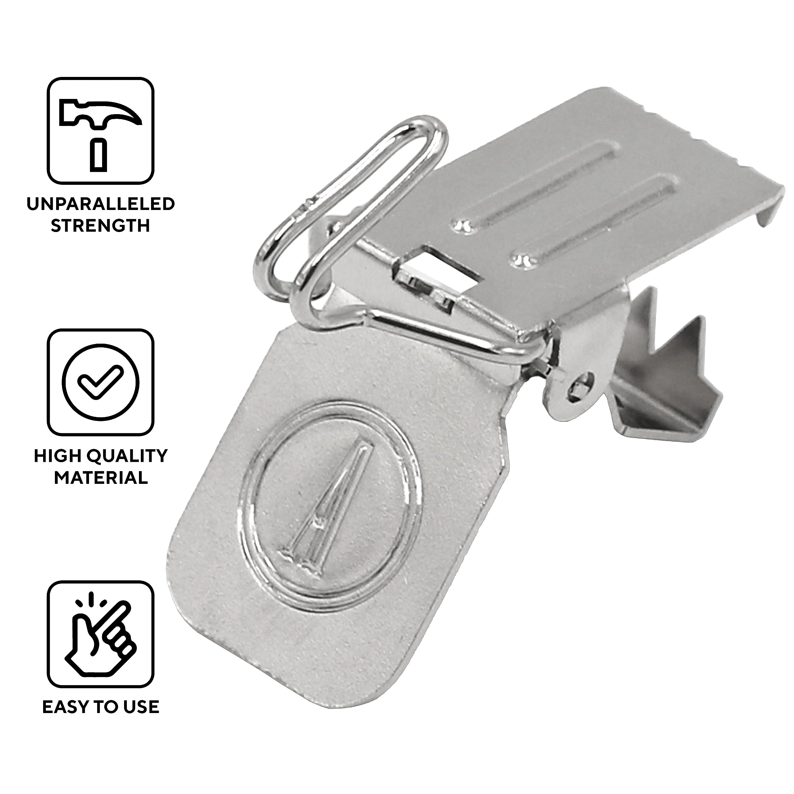 Durable Alligator Rug Clips for Hanging Rugs, Shawls, Leather Hides & Quilts - Silver J Hook Clamps (50 Pack) Fits 3/8