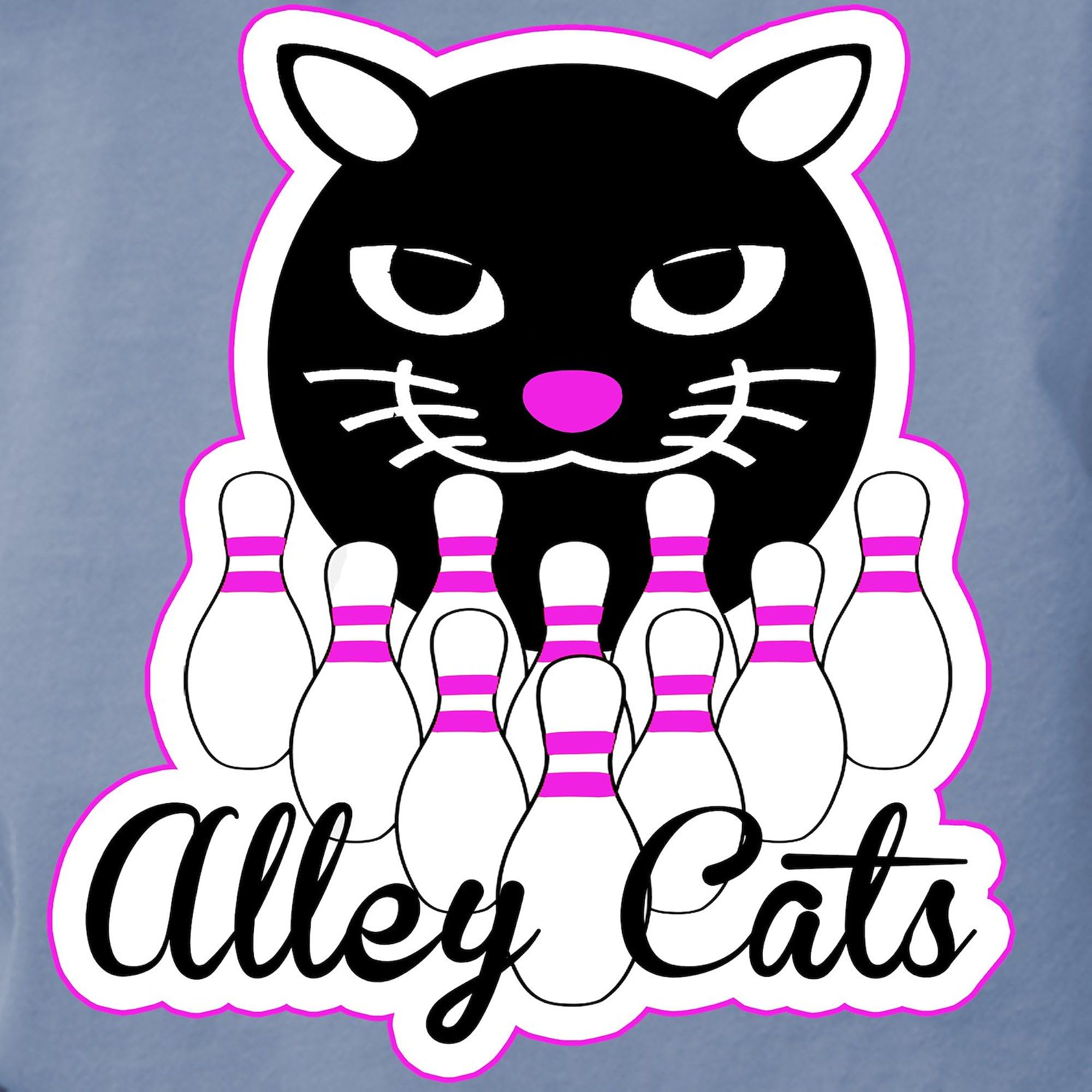 Alley Cat Bowling T-Shirt for Women - Soft Comfort Colors Cotton Tee - Perfect for Casual Wear, Bowling Nights & Cat Lovers