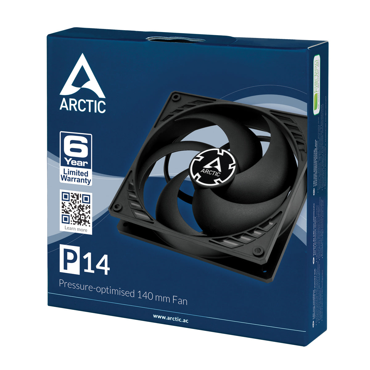 Arctic P14 140mm High Performance Case Fan - 3-Pin Connector, PWM, Black - Perfect for PC Cooling, Gaming Rigs & Computer Case Airflow