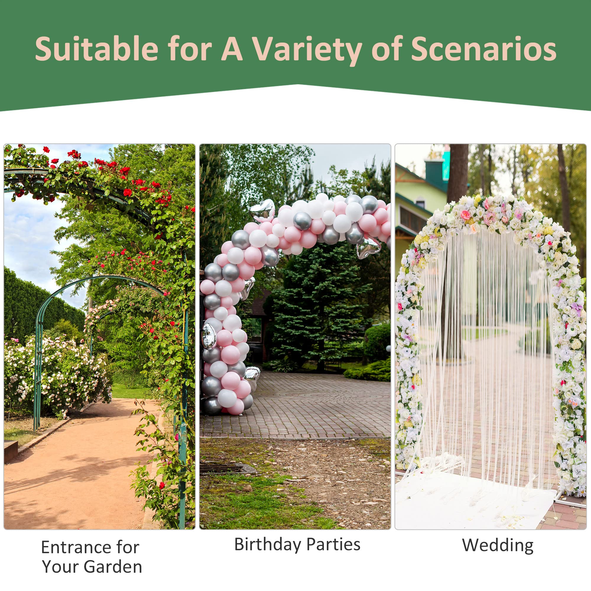 Outsunny 7Ft Metal Garden Arch Arbor Trellis for Climbing Vines, Wedding Archway & Bridal Party Decor - Perfect for Outdoor Ceremonies, Backyard Landscaping and Vine Support