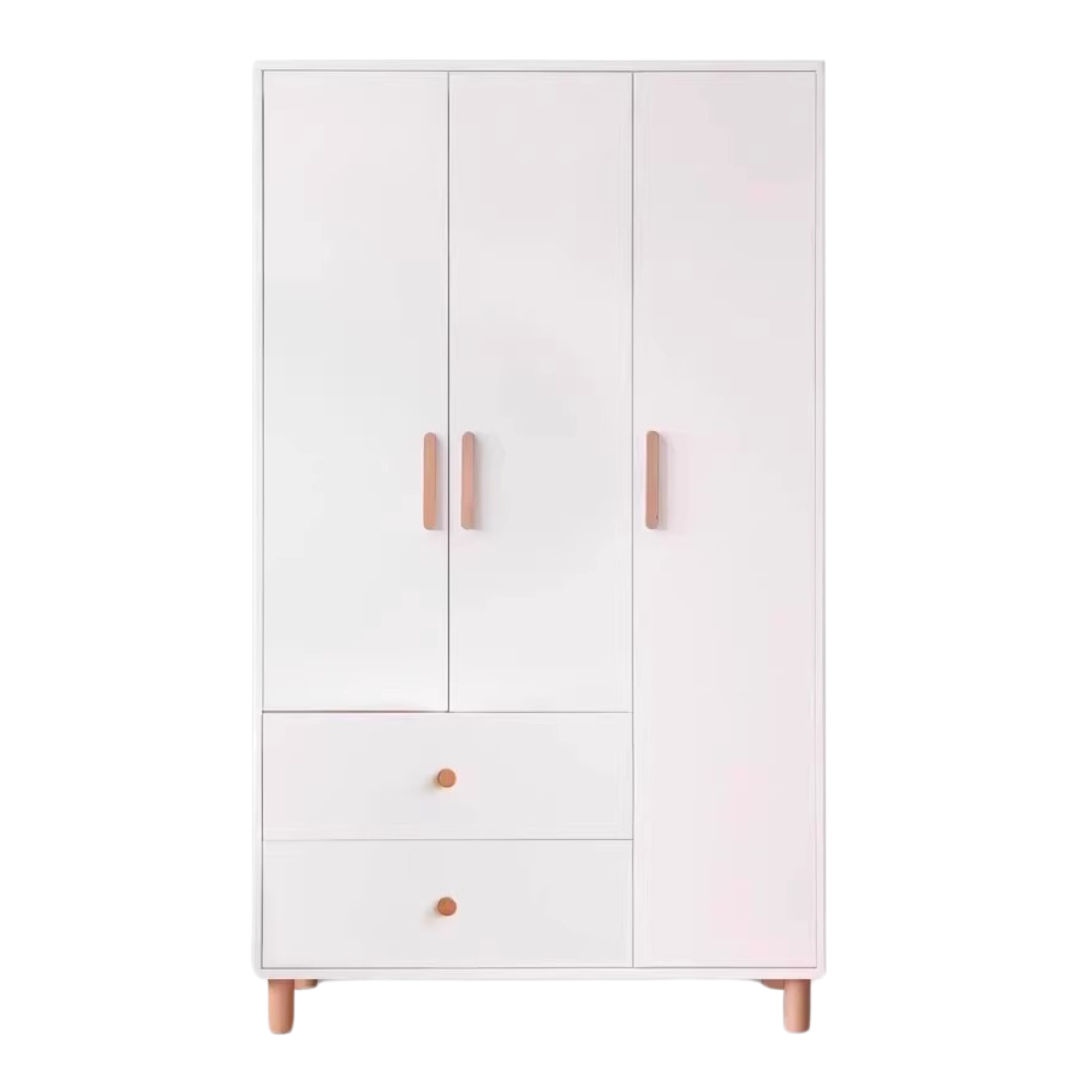 Pine Solid Wood Wardrobe - Cream Style Modern Closet for Bedroom, Living Room & Office Storage