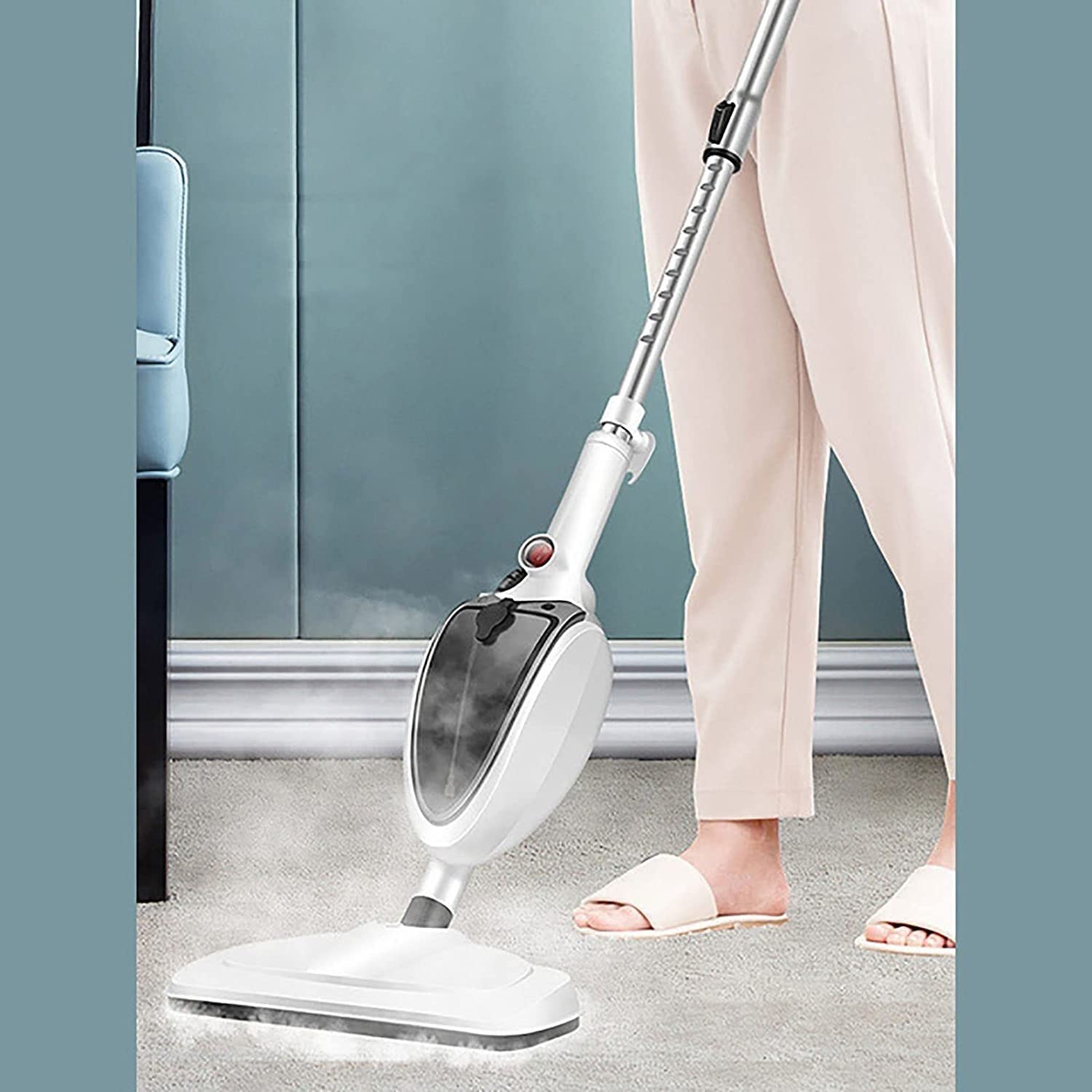 **Steam Mop for Hardwood Floors & Tile - Handheld Steamer Cleaner with Removable Design for Laminate, Carpet, Marble - Multi-Function Floor Cleaner (White) - Perfect for Home, Kitchen, Bathroom & Pet Hair Removal**