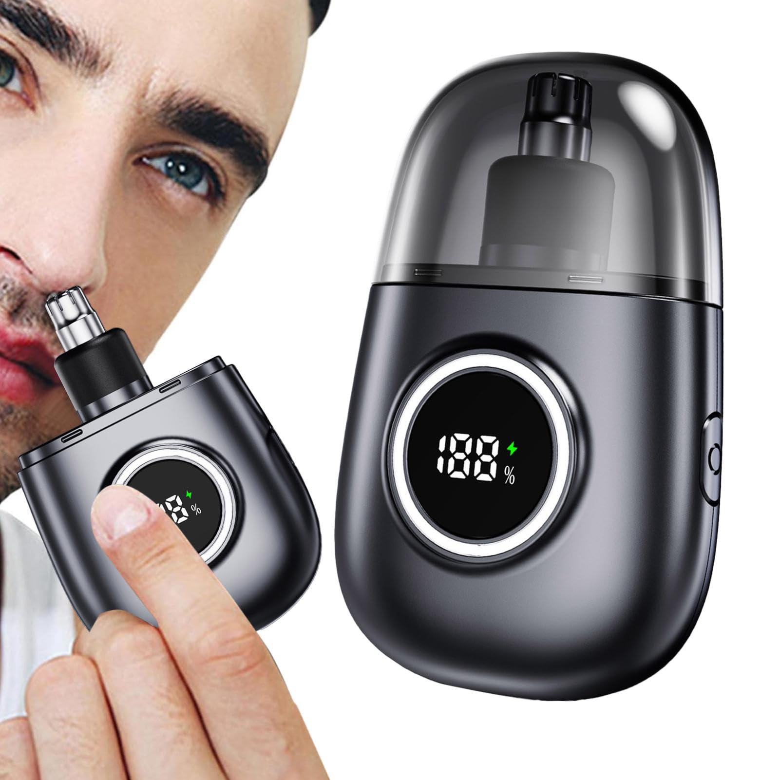 Rechargeable Electric Nose Hair Trimmer for Men - Waterproof & Cordless Nasal Hair Removal Tool with Dual Blades - Perfect for Travel, Gym, and Home Grooming