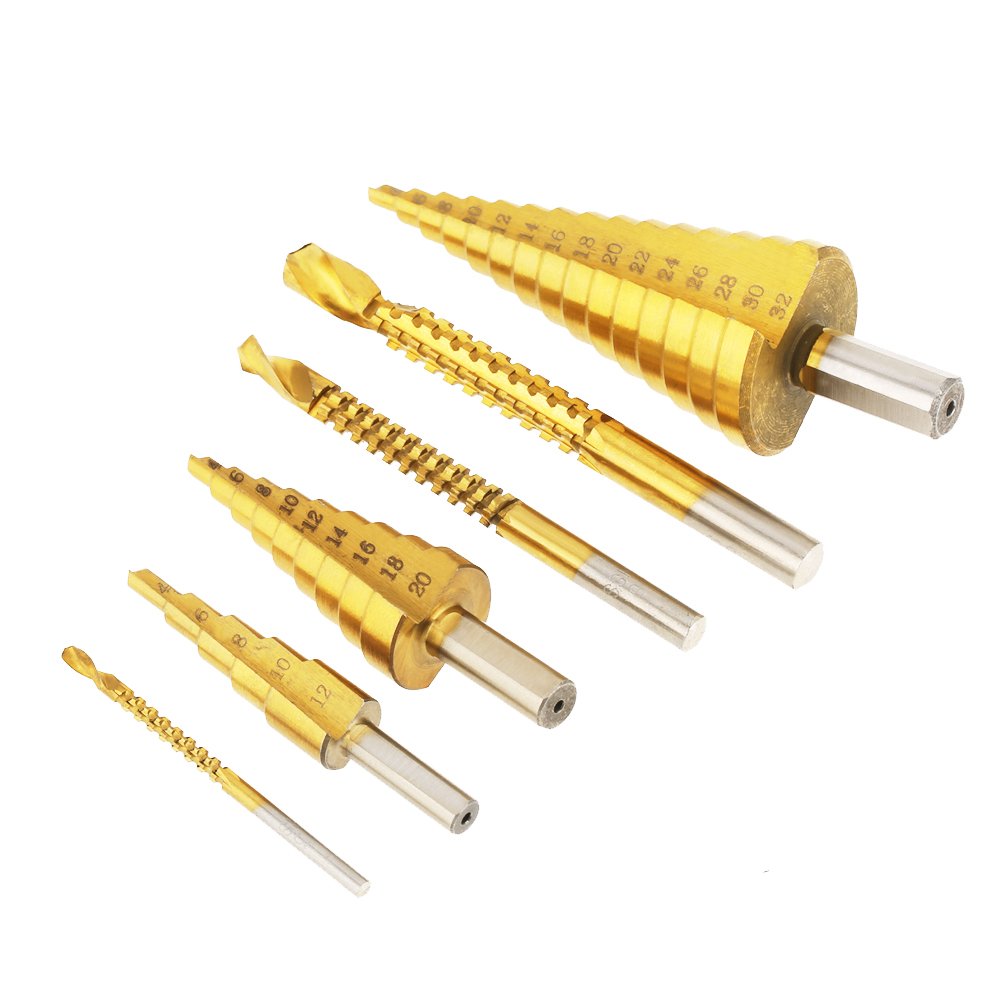 High-Speed Steel (HSS) Woodworking Drill Bit Set - 6pc Premium Hardened Drill Bits for Thin Steel, Aluminum, Copper & PVC Plates - Perfect for Wood Pull Grooving & Precision DIY Projects