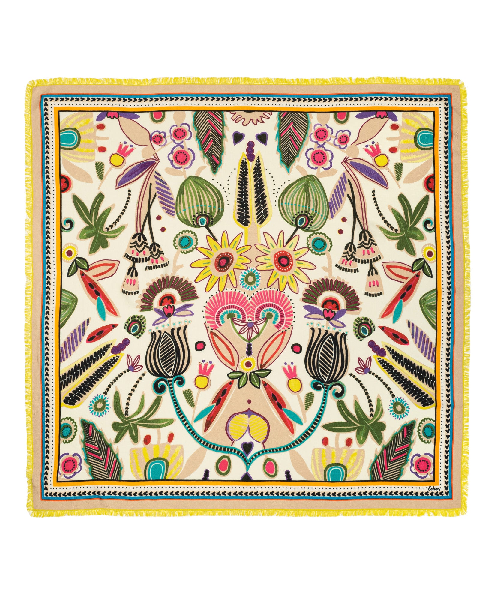 Stylish Folk Floral Oversized Square Scarf - Lightweight Fashion Accessory for Women, Perfect for Spring Outfits, Travel & Boho Chic Looks