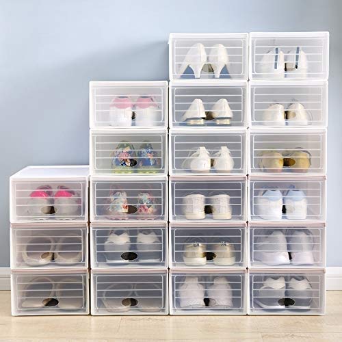 6-Pack Stackable Clear Plastic Shoe Boxes for Sneaker Storage & Wardrobe Organization