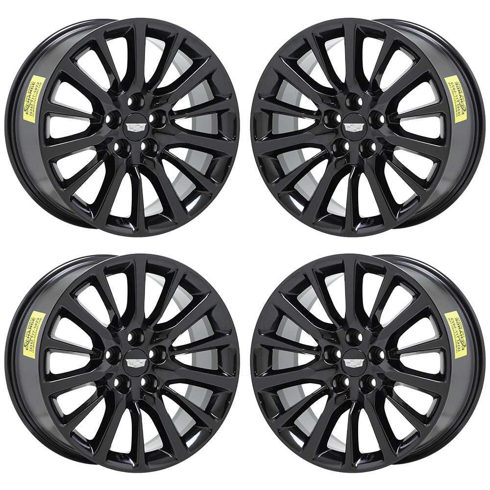 19 Cadillac CT6 Gloss Black OEM Factory Wheels Rims Set 4762 - Perfect Fit Replacement & Exchange - Upgrade Your Luxury Sedan for Daily Commute or Show Car Events