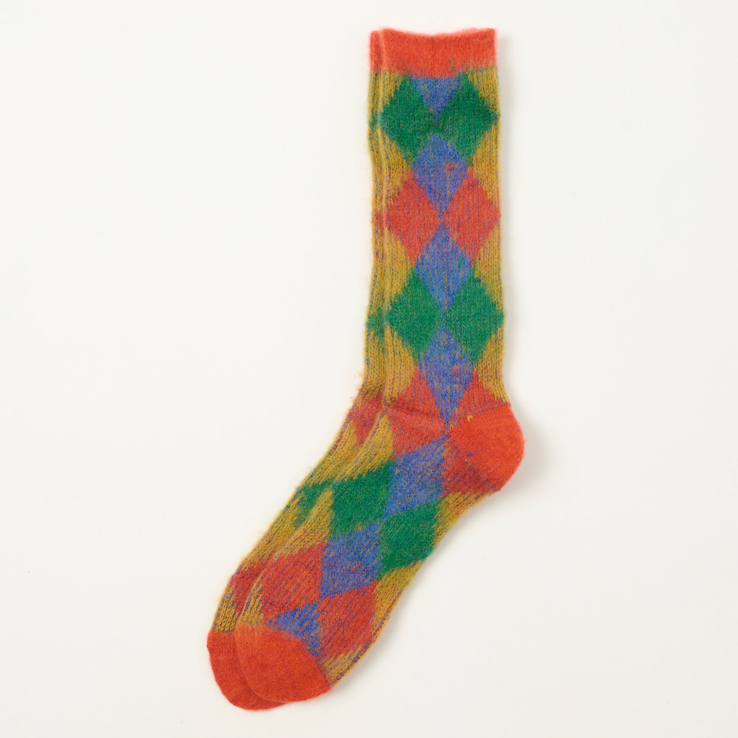 Anonymous Ism Napping Argyle JQ Crew Socks - Orange | Comfortable & Stylish Men's Casual Socks for Everyday Wear, Work & Lounge