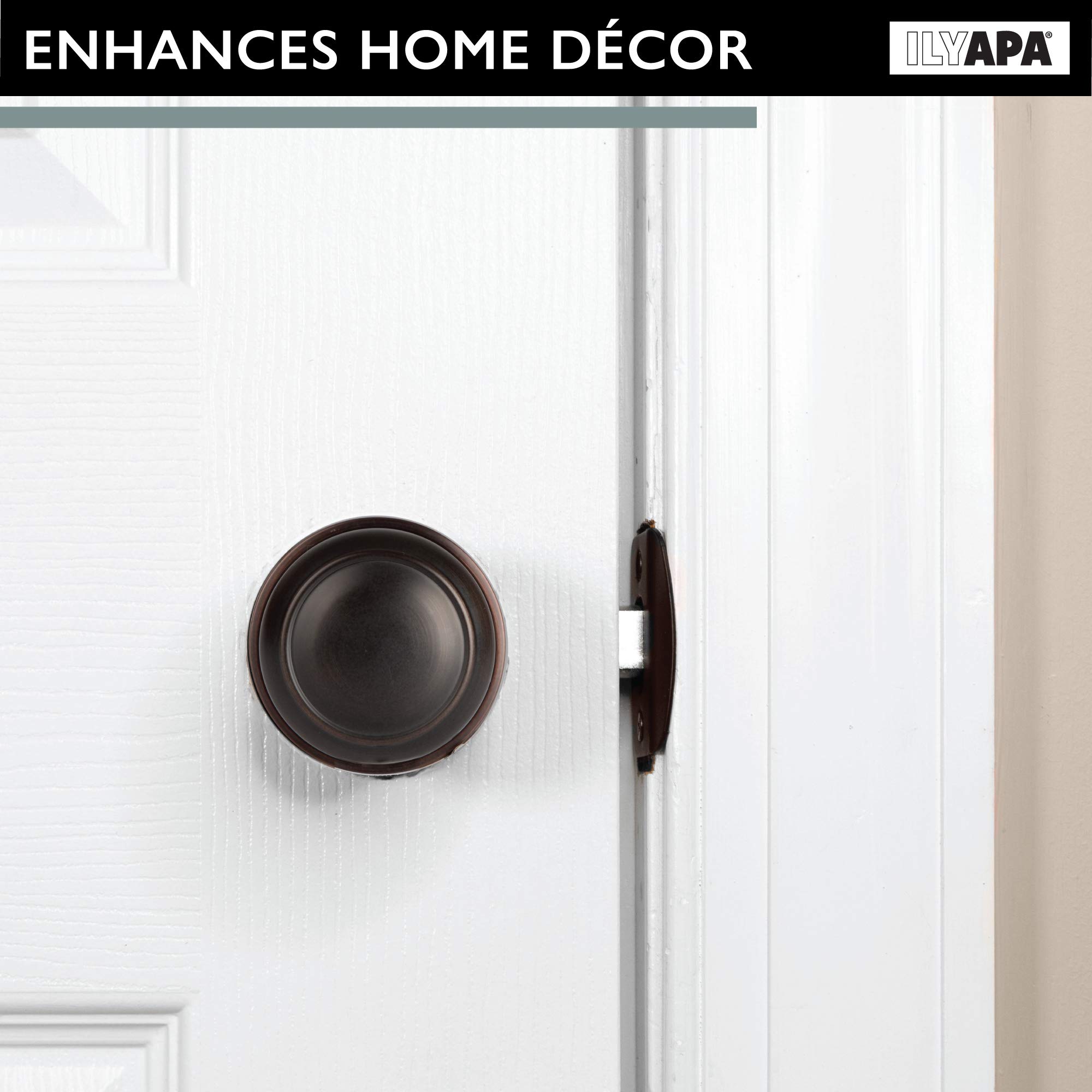Colonial Oil Rubbed Bronze Passage Door Knob - 6 Pack Non-Locking Round Interior Door Handle for Hallway, Closet & Bedroom - Durable & Stylish Hardware for Home & Office Doors