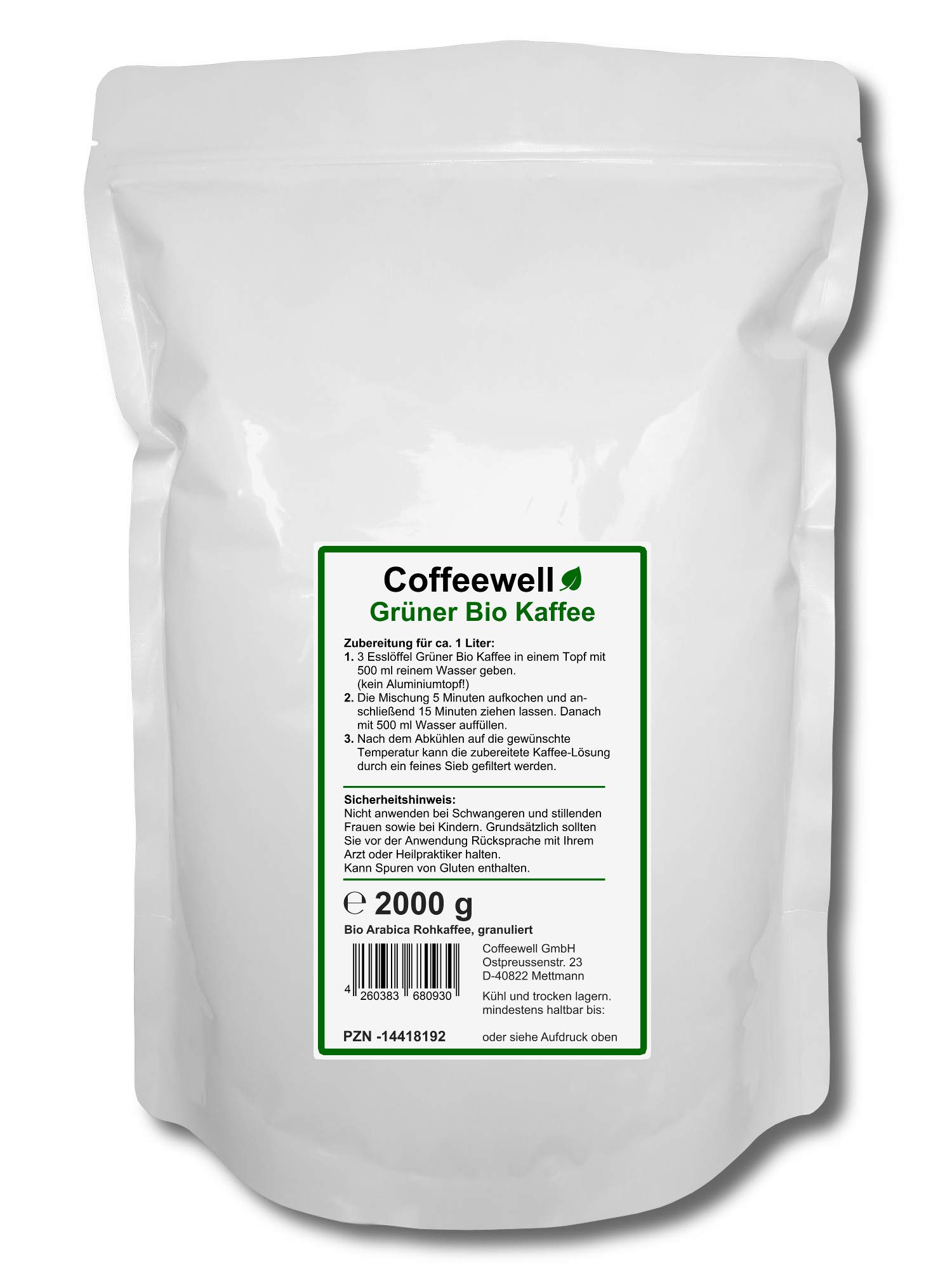 Organic Green Coffee Beans 2000g (4.4 lbs) - GMP Certified, Unroasted, Pure & Natural - Perfect for Home Brewing, Weight Loss & Detox
