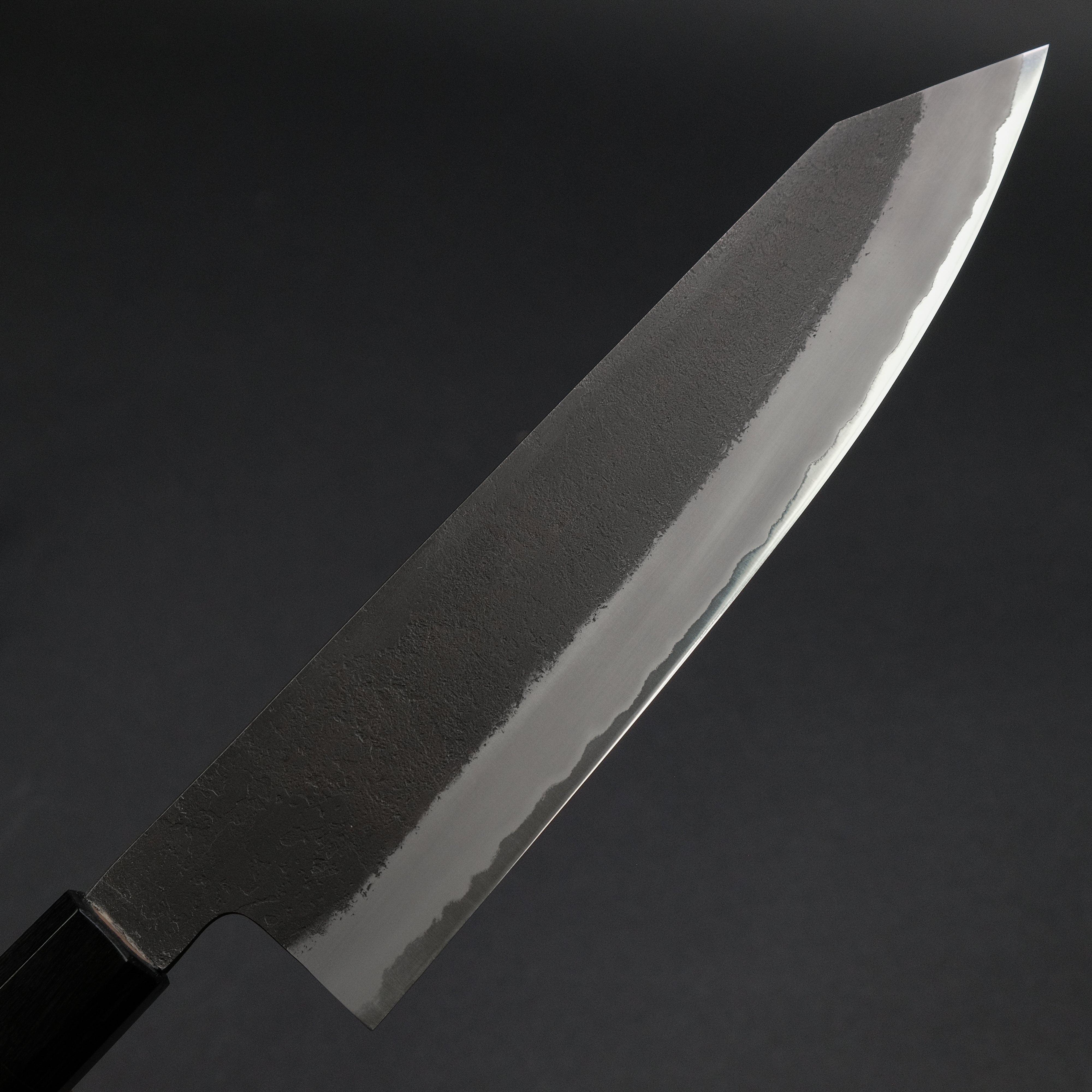 Premium Mutsumi Blue Super Kurouchi Nashiji Kiritsuke Gyuto 210mm - Japanese Chef Knife with Ebony Handle for Sushi, Sashimi & Precision Cutting