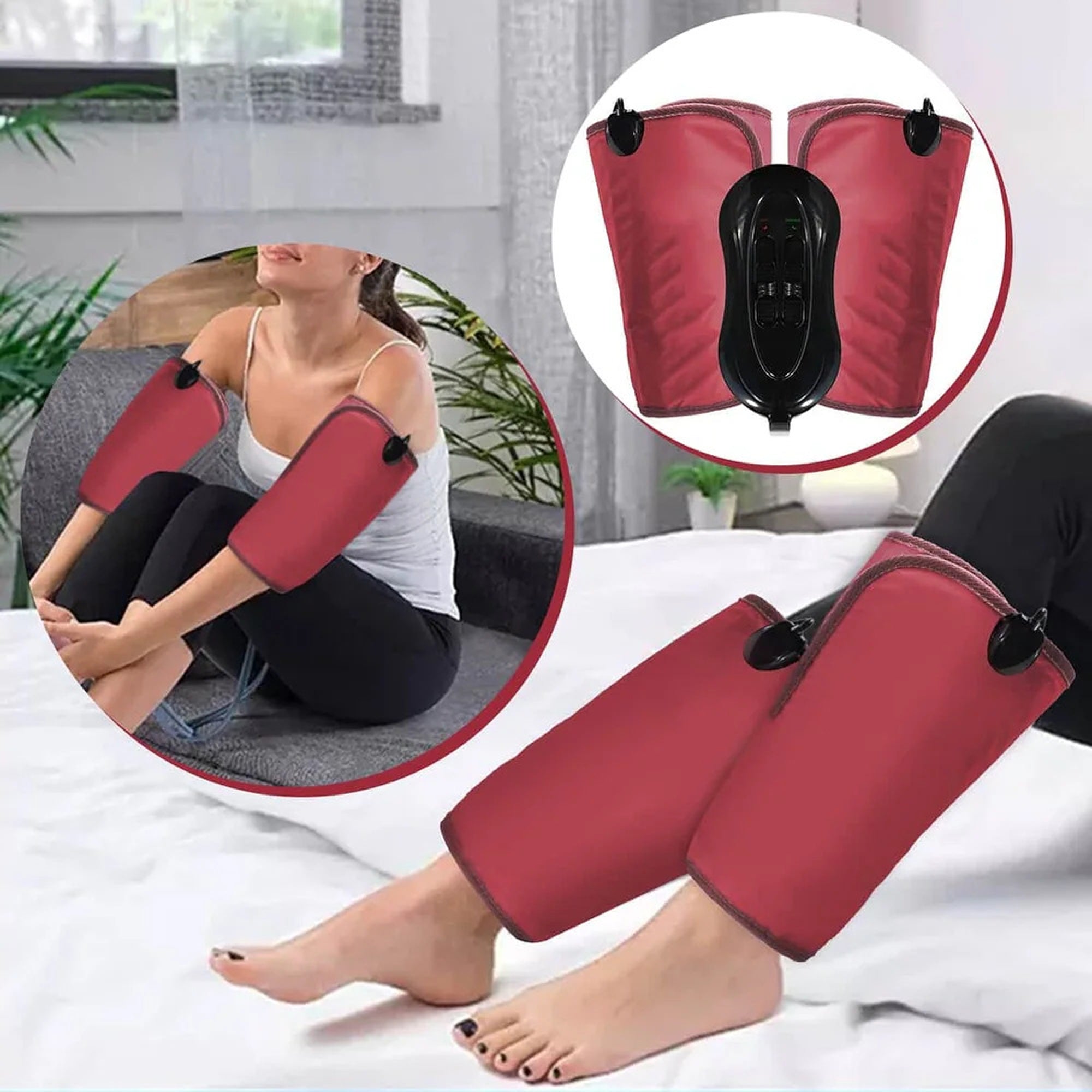 Electric Infrared Heating Massage Cuffs for Leg & Arm Pain Relief - Portable Therapy for Muscle Relaxation & Recovery at Home, Office, or Gym