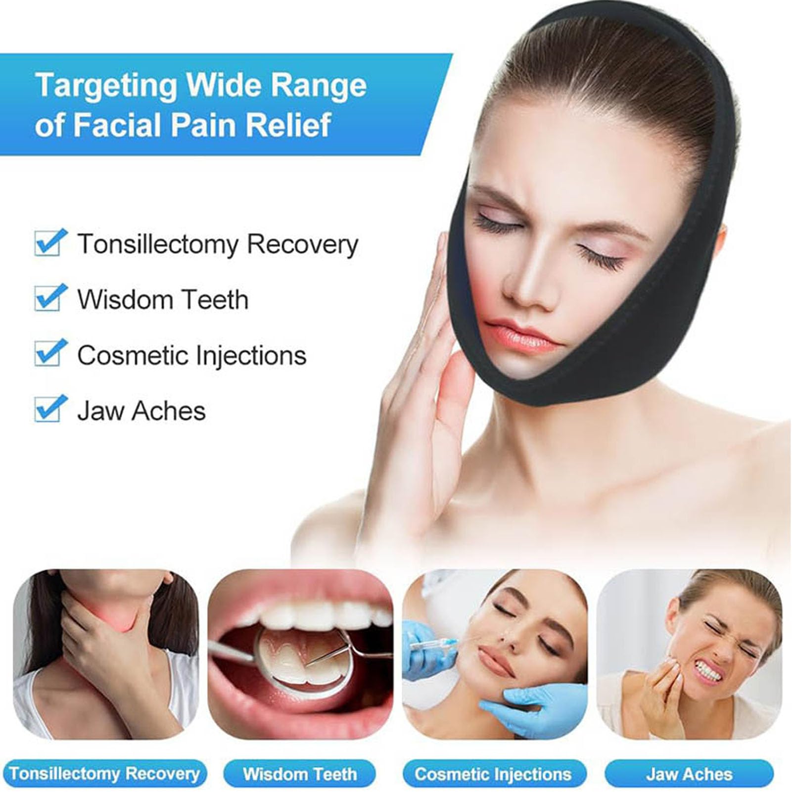 Reusable Facial Ice Pack Wrap - 4 Cooling Gel Packs for Eye & Face Relief - Lightweight Portable Therapy for Puffy Eyes, Headaches & Muscle Fatigue - Perfect for Migraine, Post-Surgery & Skincare Routine