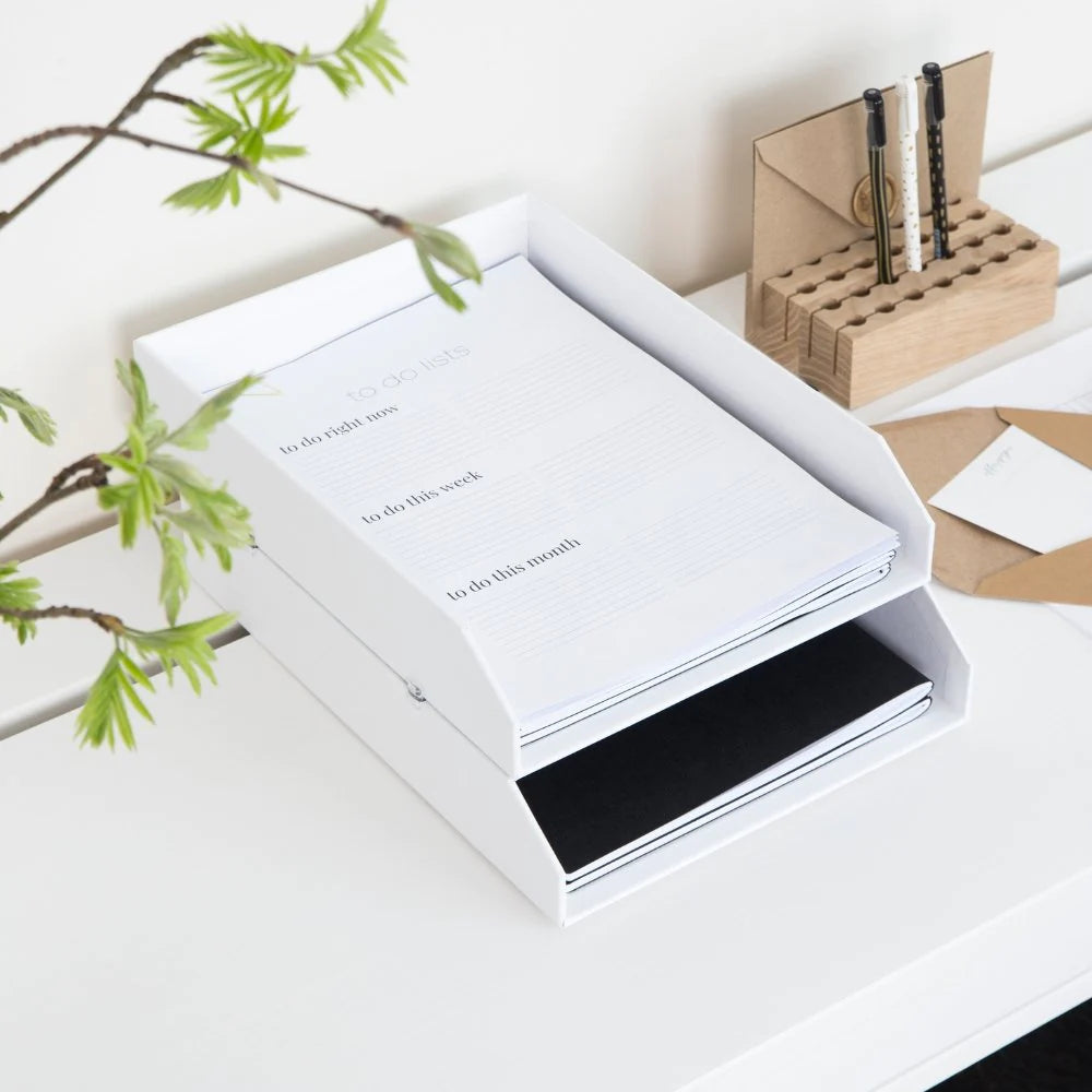 Hakan Letter Tray Set of 2 - Stylish Desktop Organizer for Mail, Documents & Office Supplies - Perfect for Home Office, Work Desk & School Organization