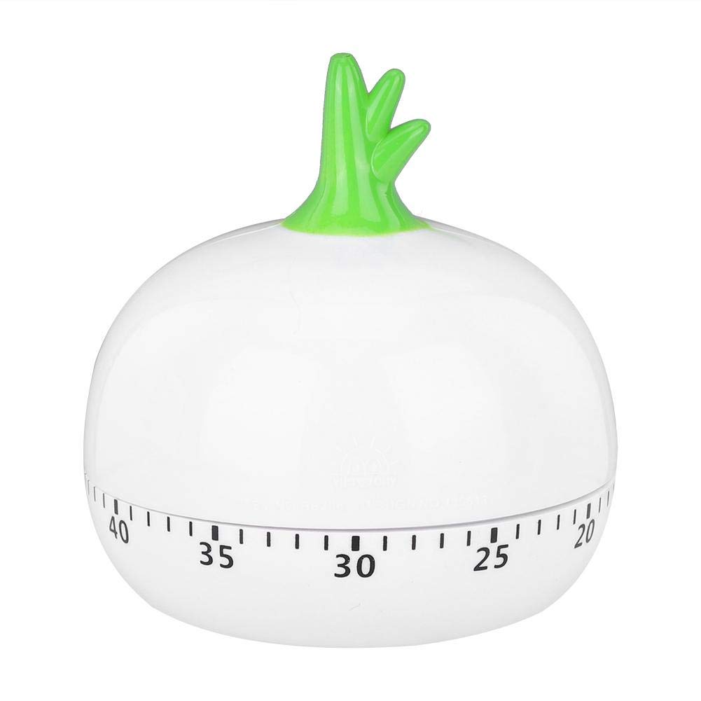 Mechanical Kitchen Timer with Alarm - Cartoon Design for Home, Studying, Baking - Perfect for Cooking, Classroom, and Office Use (White)