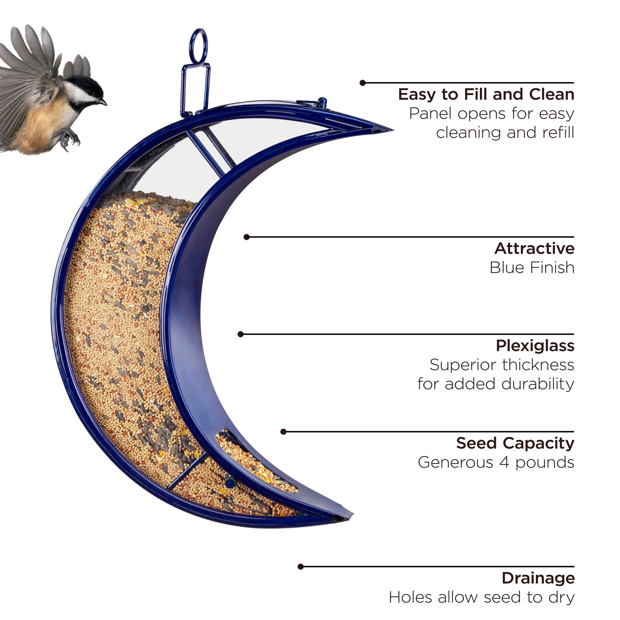 Premium Blue Bird Feeder - Attract Wild Birds to Your Garden | Durable Outdoor Hanging Birdhouse for Backyard, Patio & Balcony