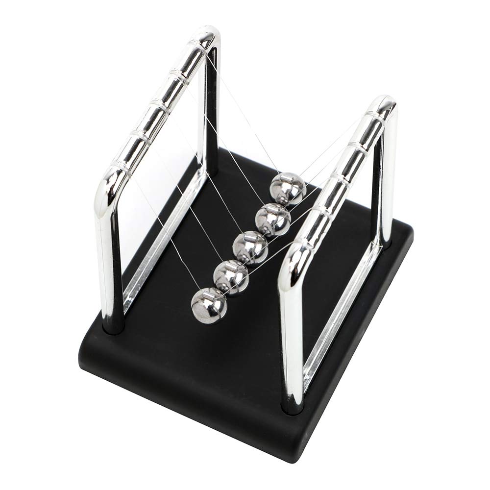 LengedHope Newton Pendulum Balance Balls - Physics Science Desk Toy for Kids & Adults - Black Small Size - Perfect for Office Decor, Classroom Teaching & Stress Relief