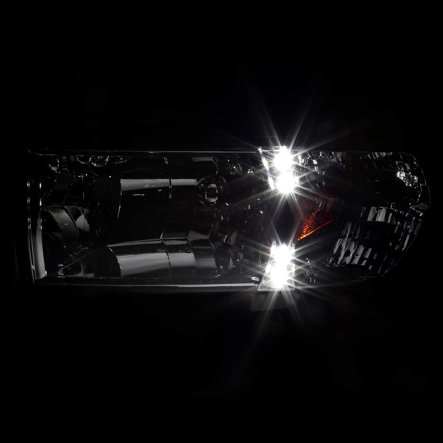 Spec-D Tuning LED Headlights & Chrome/Clear Tail Brake Lamps for 1994-2001 Dodge Ram 1500/2500/3500 - Left & Right Pair - Upgrade Your Truck Lighting for Night Driving & Enhanced Visibility