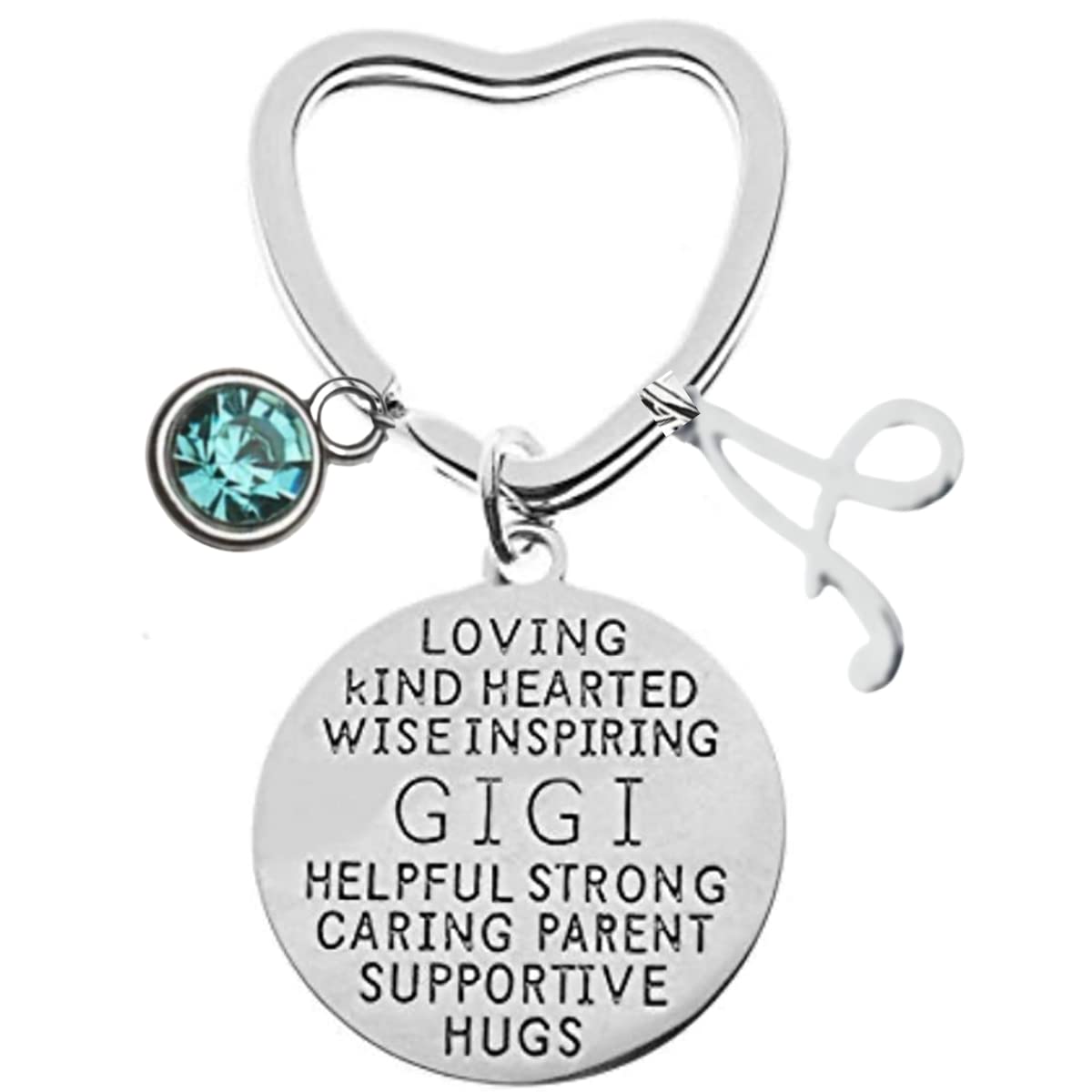 Personalized Gigii Keychain with Birthstone & Letter Charms - Custom Grandma Jewelry Gift for Gigi - Perfect for Mother's Day, Birthday & Anniversary Gifts - Great for Key Rings, Purses & Gift Giving