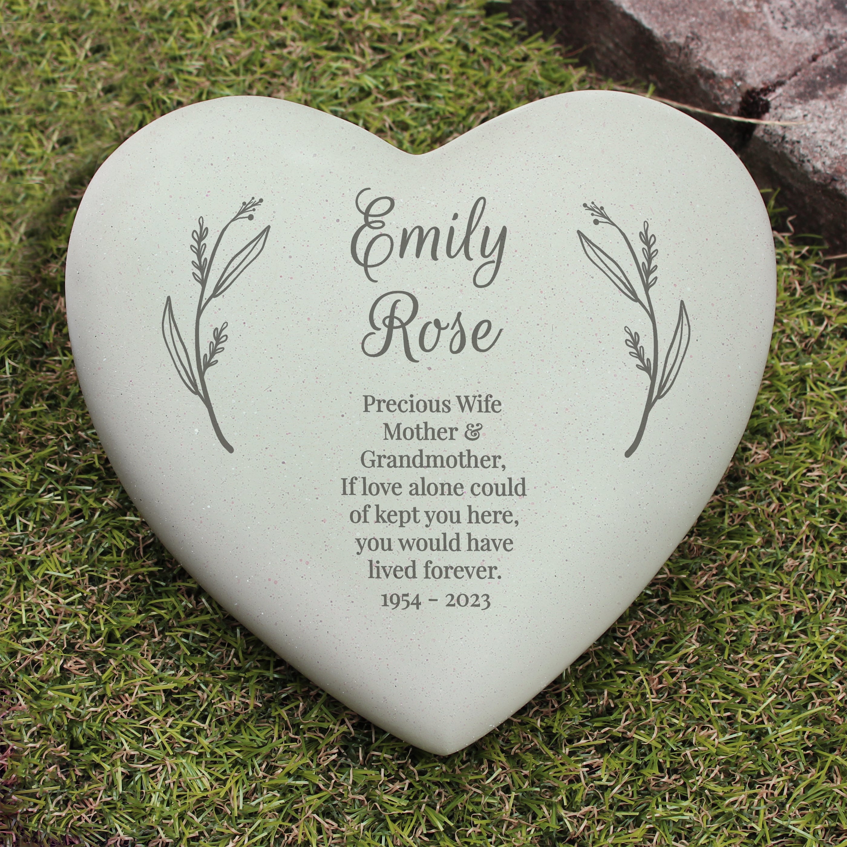 Personalized Heart-Shaped Memorial Grave Marker - Custom Engraved with Free Text - Perfect for Cemetery, Garden, or Home Memorial Displays