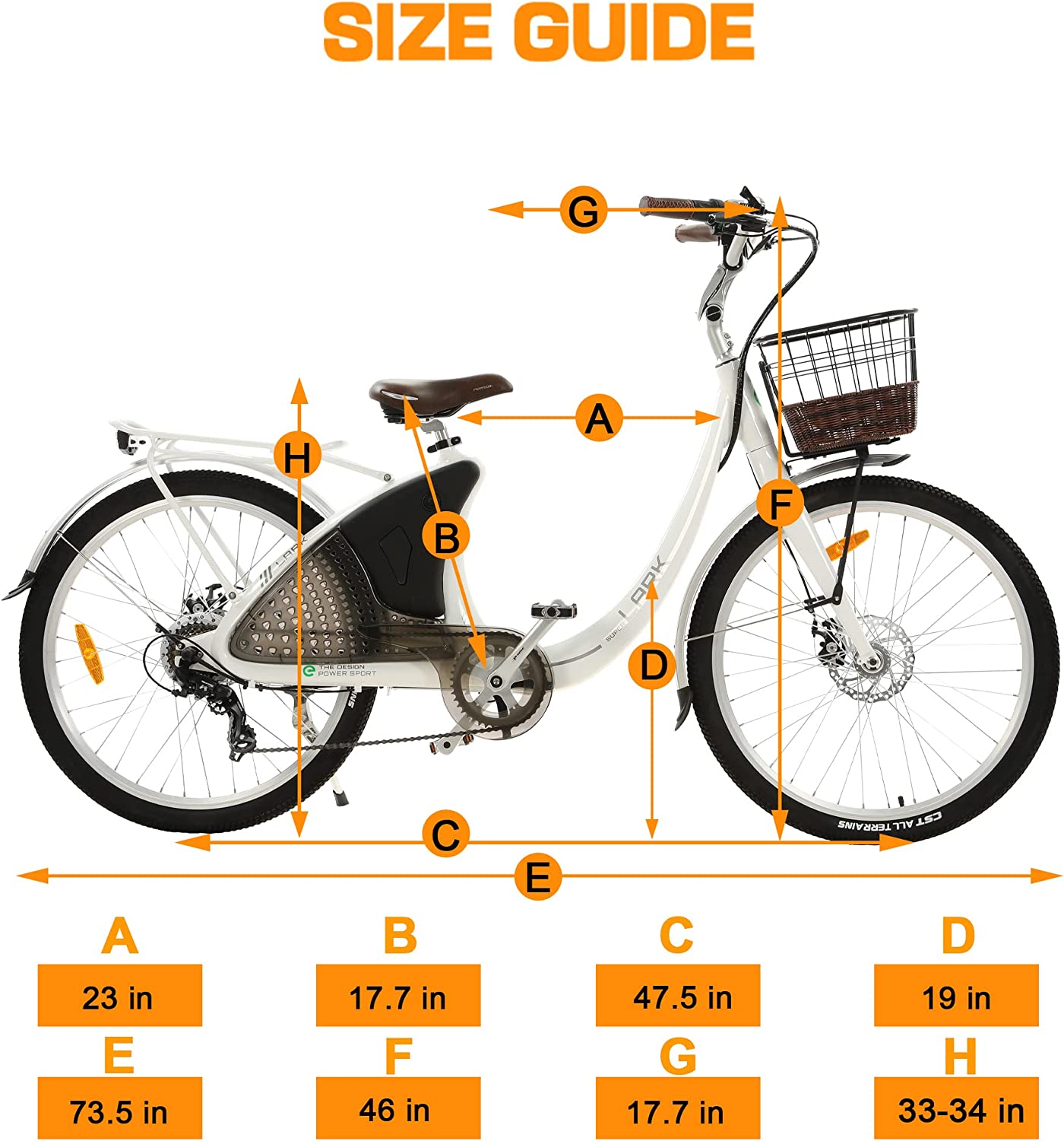Ecotric Lark 36V 10AH 500W Electric Bike for Women - 20 MPH City Commuter Bicycle with LCD Display, Front Basket & Rear Rack - Perfect for Urban Commuting, Grocery Shopping & Leisure Rides (White)