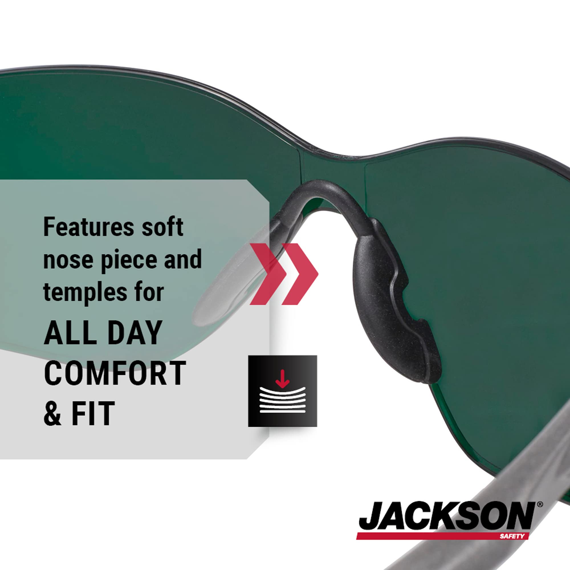 Jackson Safety SGf Safety Glasses - Lightweight & Ultra-Strong with Anti-Scratch Coating, Shade 5 IR Lens, Soft Touch Temples & Flexible Nose Piece (Gunmetal Frame, 12 Pairs/Case) - Perfect for Welding, Construction, and Industrial Work Protection