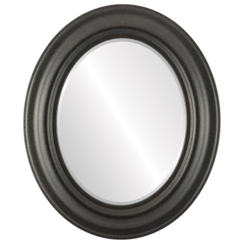 Lancaster Style Oval Beveled Wall Mirror - Black Silver Finish - 17x21 Inches - Elegant Home Decor for Living Room, Bedroom & Entryway